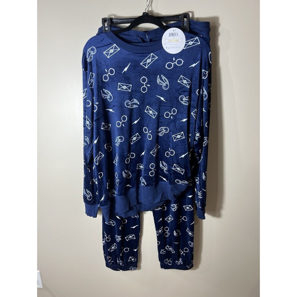 Wizarding World Harry Potter Women's Cozy 2 Pc Pajama sleep Set XXL Blue NWT